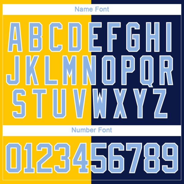 Custom Navy Light Blue Yellow-White Split Fashion Hockey Lace Neck Jersey