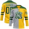 Custom Yellow Green Gray-White Split Fashion Hockey Lace Neck Jersey