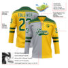 Custom Yellow Green Gray-White Split Fashion Hockey Lace Neck Jersey