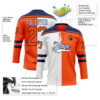 Custom Orange White-Navy Split Fashion Hockey Lace Neck Jersey