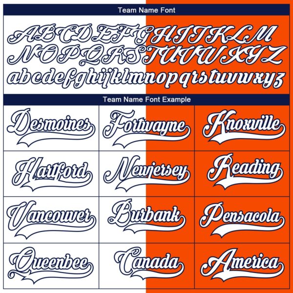 Custom Orange White-Navy Split Fashion Hockey Lace Neck Jersey