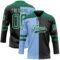 Custom Black Kelly Green Light Blue-White Red-Royal Split Fashion Hockey Lace Neck Jersey