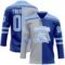 Custom Royal Light Blue Gray-White Split Fashion Hockey Lace Neck Jersey