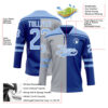 Custom Royal Light Blue Gray-White Split Fashion Hockey Lace Neck Jersey