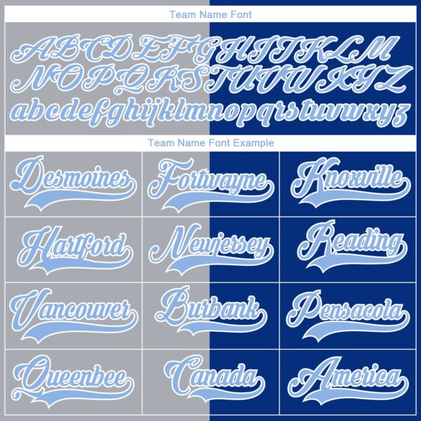 Custom Royal Light Blue Gray-White Split Fashion Hockey Lace Neck Jersey