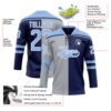 Custom Navy Light Blue Gray-White Split Fashion Hockey Lace Neck Jersey