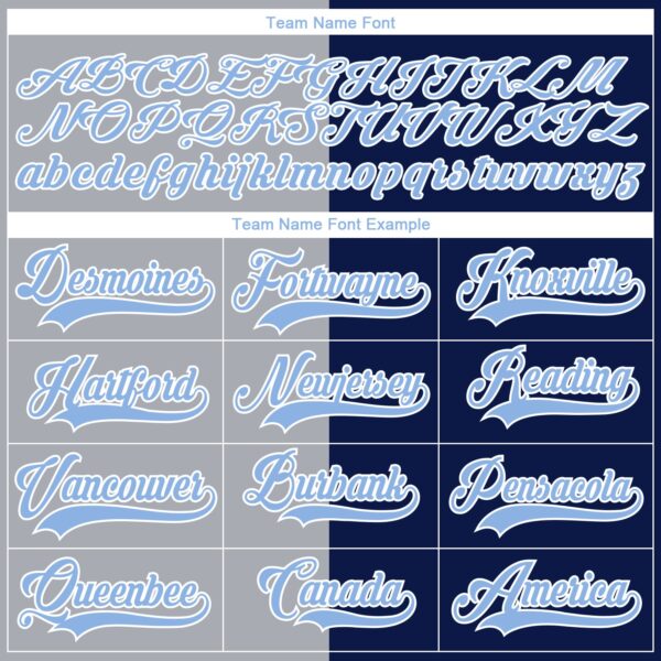 Custom Navy Light Blue Gray-White Split Fashion Hockey Lace Neck Jersey