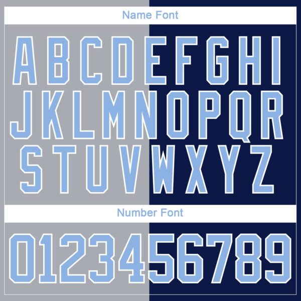 Custom Navy Light Blue Gray-White Split Fashion Hockey Lace Neck Jersey