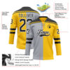 Custom Yellow Black Gray-White Split Fashion Hockey Lace Neck Jersey