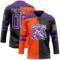 Custom Black Purple Orange-White Split Fashion Hockey Lace Neck Jersey