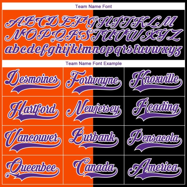 Custom Black Purple Orange-White Split Fashion Hockey Lace Neck Jersey