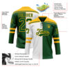 Custom Green Gold-White Split Fashion Hockey Lace Neck Jersey
