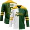 Custom Green Gold-White Split Fashion Hockey Lace Neck Jersey