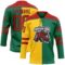 Custom Kelly Green Red Yellow-Black Split Fashion Hockey Lace Neck Jersey