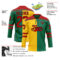 Custom Kelly Green Red Yellow-Black Split Fashion Hockey Lace Neck Jersey
