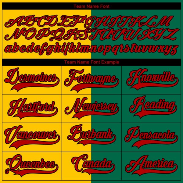 Custom Kelly Green Red Yellow-Black Split Fashion Hockey Lace Neck Jersey