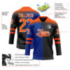 Custom Black Orange Royal-White Split Fashion Hockey Lace Neck Jersey