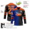 Custom Black Orange Royal-White Split Fashion Hockey Lace Neck Jersey