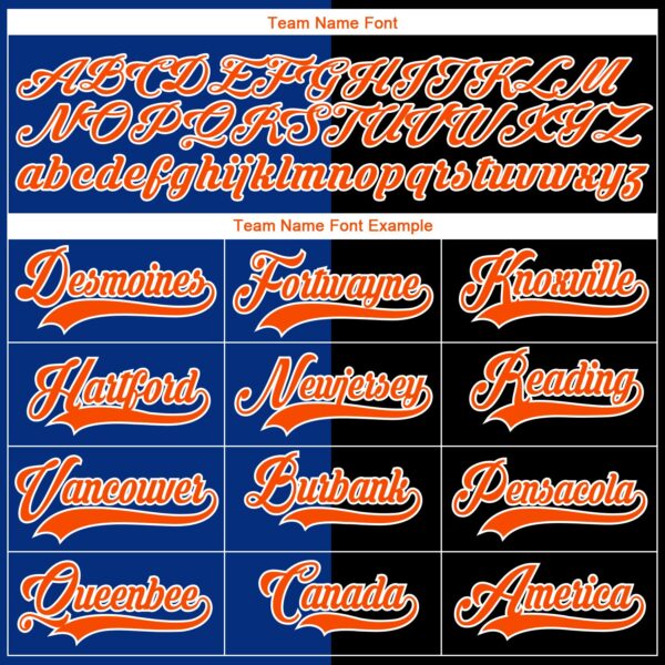 Custom Black Orange Royal-White Split Fashion Hockey Lace Neck Jersey