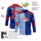 Custom Royal Red Light Blue-White Split Fashion Hockey Lace Neck Jersey
