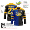 Custom Black Gold Royal-White Split Fashion Hockey Lace Neck Jersey