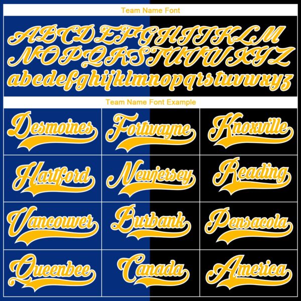 Custom Black Gold Royal-White Split Fashion Hockey Lace Neck Jersey