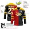 Custom Black White Red-Yellow Split Fashion Hockey Lace Neck Jersey