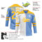 Custom Powder Blue Gold-White Split Fashion Hockey Lace Neck Jersey