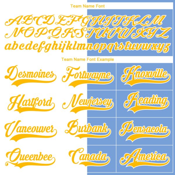 Custom Powder Blue Gold-White Split Fashion Hockey Lace Neck Jersey