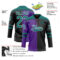 Custom Black Teal Purple-White Split Fashion Hockey Lace Neck Jersey