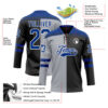 Custom Black Royal Gray-White Split Fashion Hockey Lace Neck Jersey