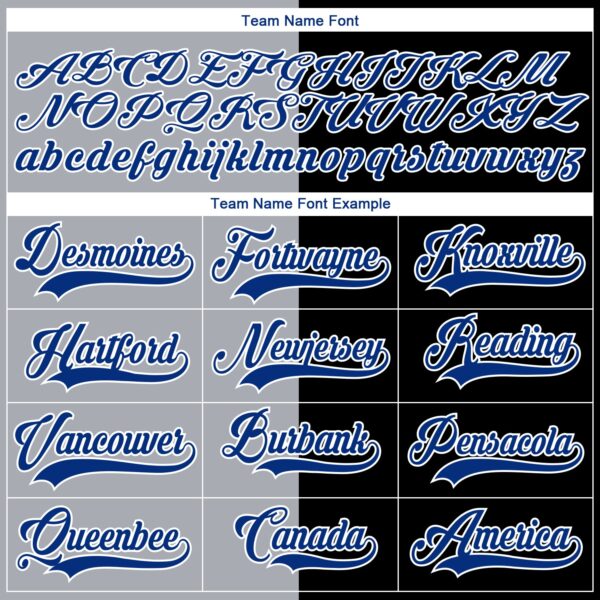 Custom Black Royal Gray-White Split Fashion Hockey Lace Neck Jersey