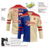 Custom Cream Royal-Red Split Fashion Hockey Lace Neck Jersey