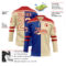 Custom Cream Royal-Red Split Fashion Hockey Lace Neck Jersey