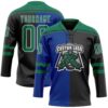 Custom Black Kelly Green Royal-White Split Fashion Hockey Lace Neck Jersey
