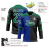 Custom Black Kelly Green Royal-White Split Fashion Hockey Lace Neck Jersey