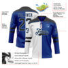 Custom Royal Black White-Light Blue Split Fashion Hockey Lace Neck Jersey