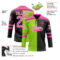 Custom Black Pink Neon Green-White Split Fashion Hockey Lace Neck Jersey