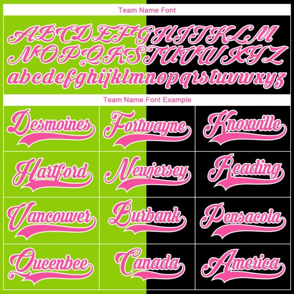 Custom Black Pink Neon Green-White Split Fashion Hockey Lace Neck Jersey