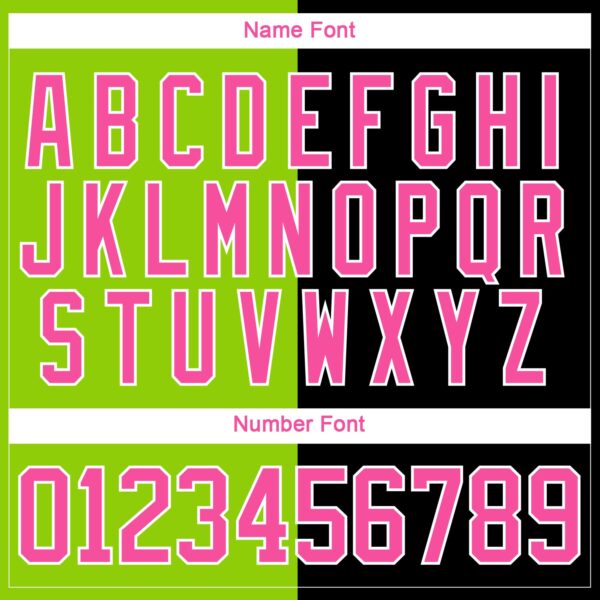 Custom Black Pink Neon Green-White Split Fashion Hockey Lace Neck Jersey