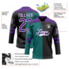 Custom Black Purple Teal-White Split Fashion Hockey Lace Neck Jersey
