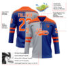 Custom Royal Orange Gray-White Split Fashion Hockey Lace Neck Jersey