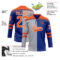 Custom Royal Orange Gray-White Split Fashion Hockey Lace Neck Jersey