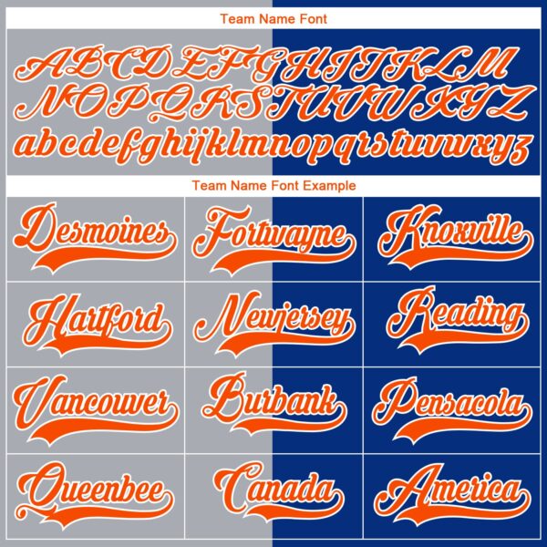 Custom Royal Orange Gray-White Split Fashion Hockey Lace Neck Jersey