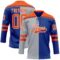 Custom Royal Orange Gray-White Split Fashion Hockey Lace Neck Jersey