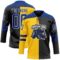 Custom Black Royal Yellow-White Split Fashion Hockey Lace Neck Jersey