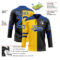 Custom Black Royal Yellow-White Split Fashion Hockey Lace Neck Jersey