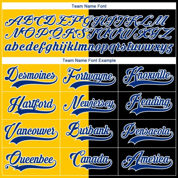 Custom Black Royal Yellow-White Split Fashion Hockey Lace Neck Jersey