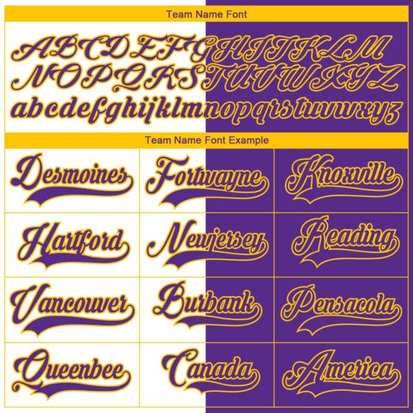 Custom Purple White-Yellow Split Fashion Hockey Lace Neck Jersey