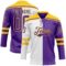 Custom Purple White-Yellow Split Fashion Hockey Lace Neck Jersey